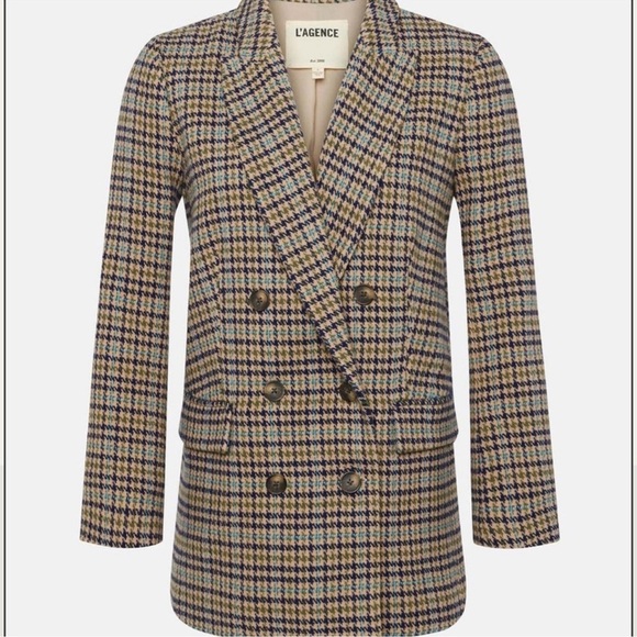 L’AGENCE Aimee Tweed Houndstooth Boyfriend Blazer - Picture 4 of 9